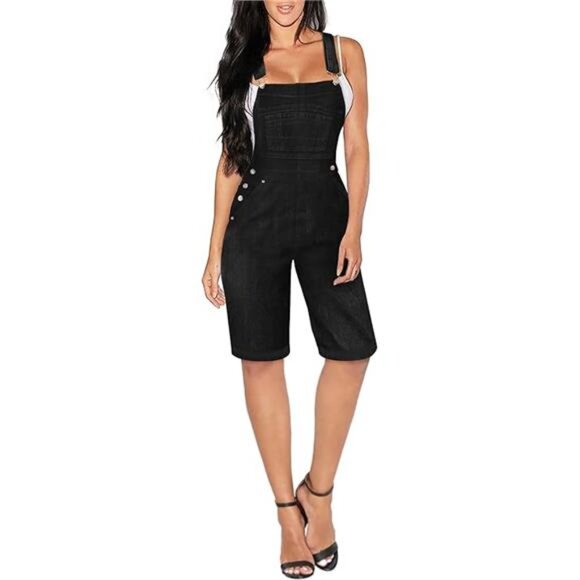 New Women’s Adjustable Strap Stretch Denim Overalls - Trendy & Relaxed Fit - Picture 8 of 8